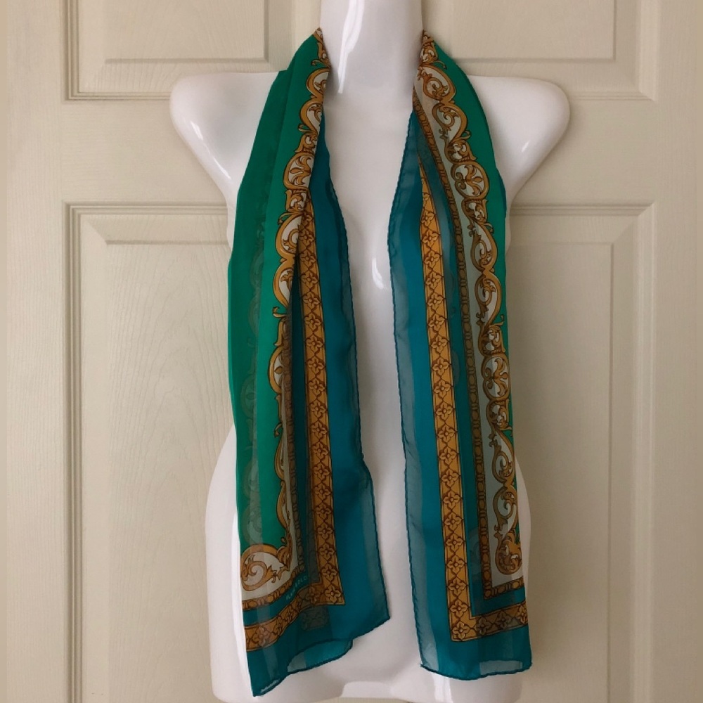 Vintage Elaine Gold Scarf 11.5” x 52” - Picture 2 of 12